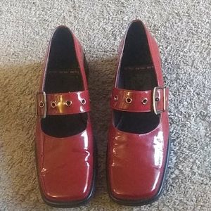 Me Too Red Patent Leather Buckle Shoes, Size 8 1/2